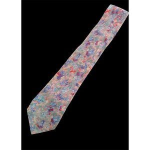 Vintage Secours Tie Silk Necktie Purple Blue Red Handmade Italy Watercolors